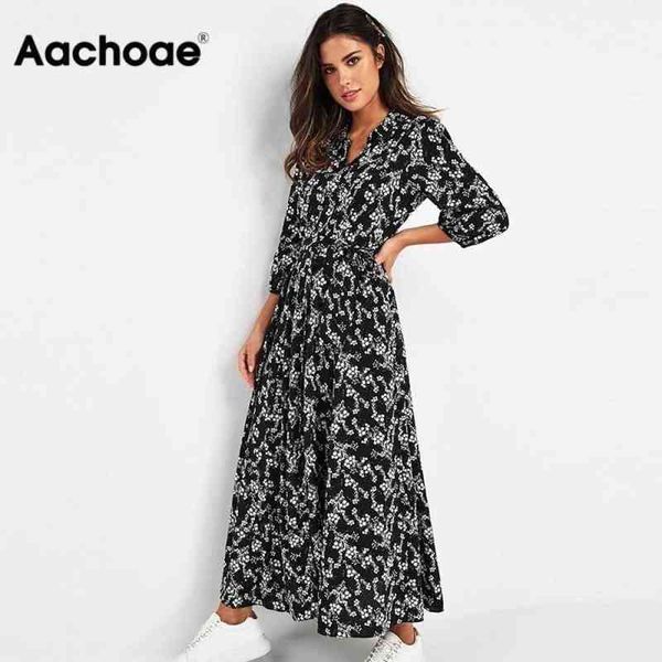 aachoae vintage floral print maxi dress women boho three quarter sleeve long dress turn down collar casual shirt dresses robe g1223, Black;gray
aachoae vintage floral print maxi dress women boho three quarter sleeve long dress turn down collar casual shirt dresses robe g1223, Black;gray