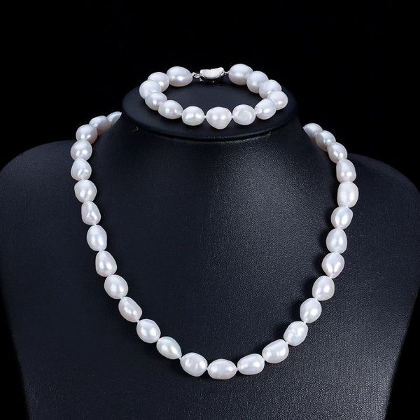 genuine pearl jewelry sets elegant white baroque big natural 9-10mm necklaces for women 925 sterling silver bracelet, earrings, Black
genuine pearl jewelry sets elegant white baroque big natural 9-10mm necklaces for women 925 sterling silver bracelet, earrings, Black
