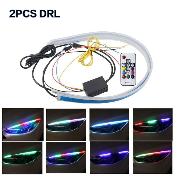 2pcs colorful drl flowing light strip waterproof headlight fog lamp car daytime running lights with turn signal light
2pcs colorful drl flowing light strip waterproof headlight fog lamp car daytime running lights with turn signal light