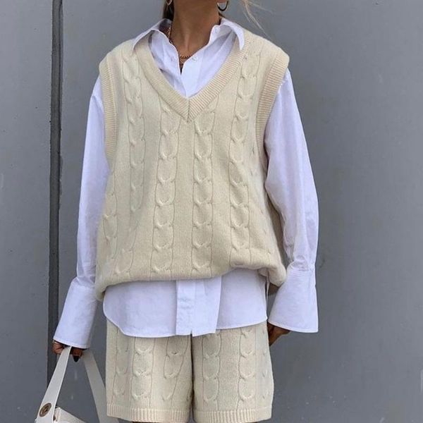 women's tracksuits autumn vintage shorts sets womens outfits casual two piece set women sweater vest twist knitted fashion fall clothes, Gray
women's tracksuits autumn vintage shorts sets womens outfits casual two piece set women sweater vest twist knitted fashion fall clothes, Gray