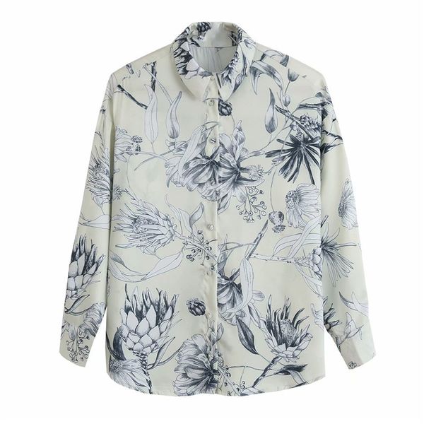 women's blouses & shirts women fashion flower print za summer long blouse casual satin feeling sleeve oversize shirt ladies c, White
women's blouses & shirts women fashion flower print za summer long blouse casual satin feeling sleeve oversize shirt ladies c, White