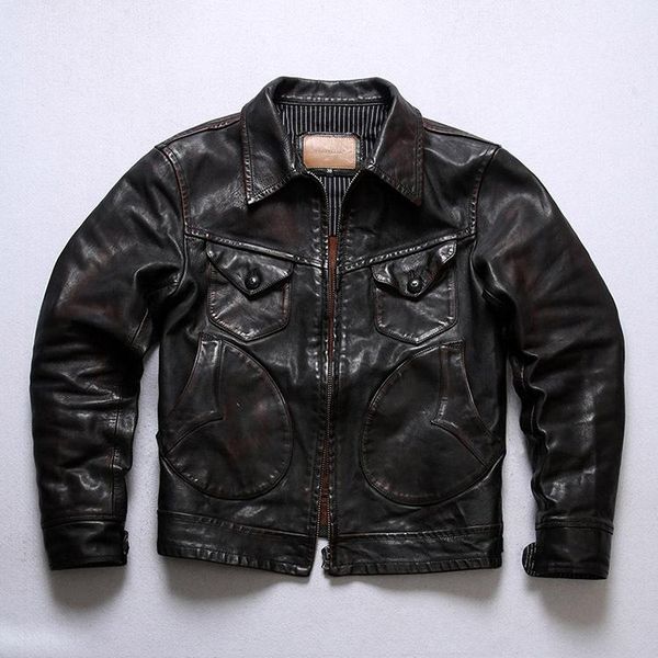 men's leather & faux .brand original horsehide jacket.men luxury vintage tea core coat.plus size natural clothes, Black
men's leather & faux .brand original horsehide jacket.men luxury vintage tea core coat.plus size natural clothes, Black