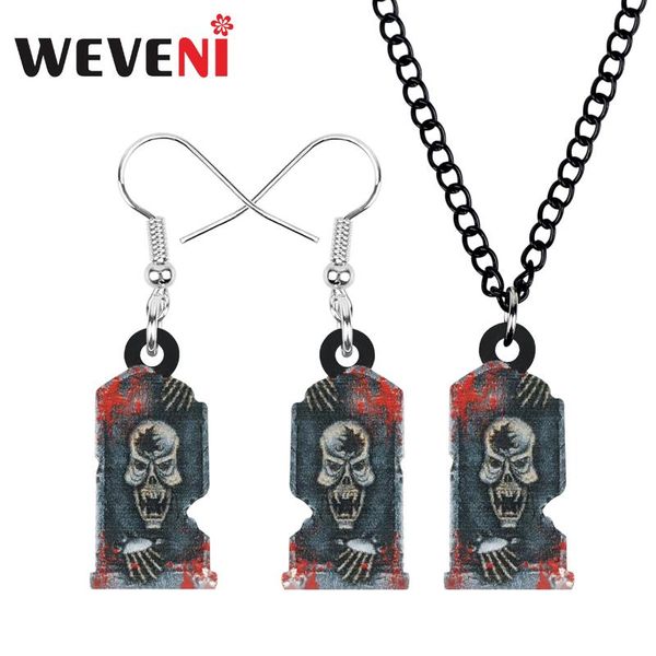 earrings & necklace weveni acrylic halloween skull tombstone jewelry sets printing long for women girls kids classic festival gift, Silver
earrings & necklace weveni acrylic halloween skull tombstone jewelry sets printing long for women girls kids classic festival gift, Silver