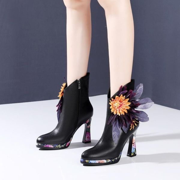 boots womens pointy toe genuine leather 3d flowers decor ankle block high heel shoes platform printed floral 2colors ne, Black
boots womens pointy toe genuine leather 3d flowers decor ankle block high heel shoes platform printed floral 2colors ne, Black