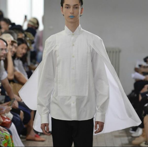 men's casual shirts trendy brand shirts, personalized japanese retro irregular stitching fashion singer costumes, White;black
men's casual shirts trendy brand shirts, personalized japanese retro irregular stitching fashion singer costumes, White;black