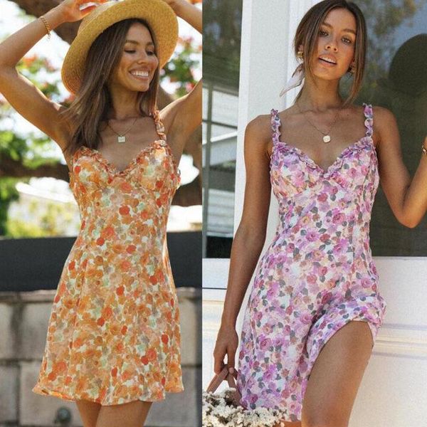 casual dresses spaghetti strap floral print v-neck chiffon mini dress women summer backless slim holiday beach sundress female, Black;gray
casual dresses spaghetti strap floral print v-neck chiffon mini dress women summer backless slim holiday beach sundress female, Black;gray
