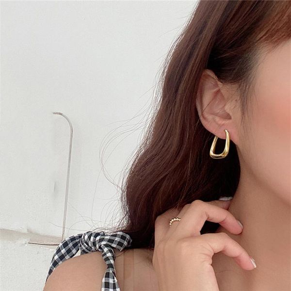 earrings & necklace shiny gold-plated geometric square cold wind jewelry, Silver 
earrings & necklace shiny gold-plated geometric square cold wind jewelry, Silver