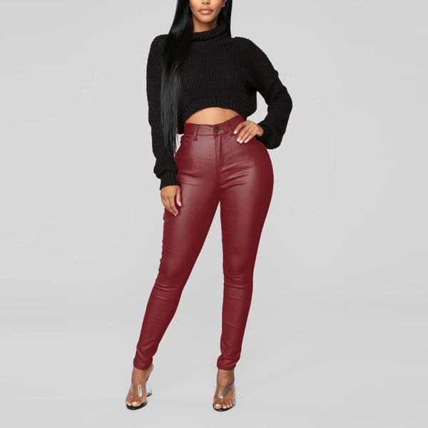 women's leggings women pu leather pants autumn and winter solid color imitation button high waist tights casual, Black
women's leggings women pu leather pants autumn and winter solid color imitation button high waist tights casual, Black