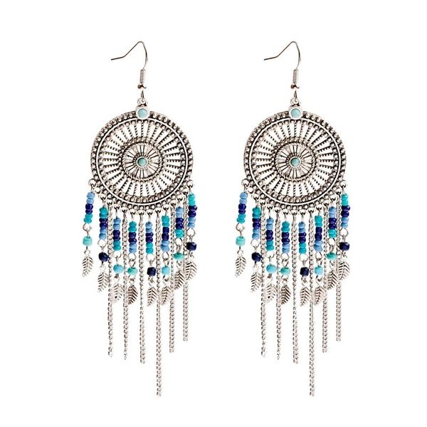vintage ethnic blue beads long tassel indian dangle earrings elegant women round chain alloy tibetan jewelry ladies earring, Silver
vintage ethnic blue beads long tassel indian dangle earrings elegant women round chain alloy tibetan jewelry ladies earring, Silver
