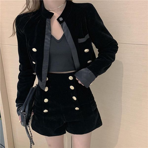 women's tracksuits autumn winter double breasted velvet two piece set women casual jacket and shorts outfits work woman suit, Gray
women's tracksuits autumn winter double breasted velvet two piece set women casual jacket and shorts outfits work woman suit, Gray