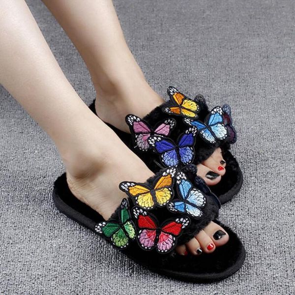 embroider butterfly fur sandals women candy color flip flops cotton padded slippers lady winter slides c164, Black
embroider butterfly fur sandals women candy color flip flops cotton padded slippers lady winter slides c164, Black