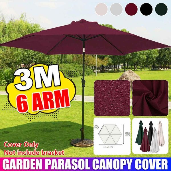 shade 2.7m/3m 6 arm garden parasol canopy cover waterproof anti uv outdoor patio awning umbrella only no bracket