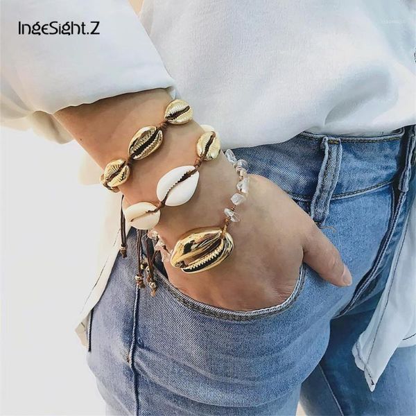 charm bracelets ingesight.z 3pcs/set bohemian big alloy shell bracelet natural stone adjustable bangle for women boho jewelry, Golden;silver
charm bracelets ingesight.z 3pcs/set bohemian big alloy shell bracelet natural stone adjustable bangle for women boho jewelry, Golden;silver