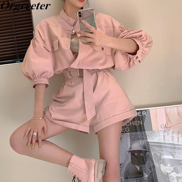 women's tracksuits high street safari style pink denim 2 piece set women pocket loose long shirt + sashes wide leg shorts casual summe, Gray
women's tracksuits high street safari style pink denim 2 piece set women pocket loose long shirt + sashes wide leg shorts casual summe, Gray