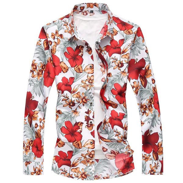 men's casual shirts men spring fashion floral hawaiian vacation party long sleeve hip hop male plus size 7xl shirt camisa masculina, White;black 
men's casual shirts men spring fashion floral hawaiian vacation party long sleeve hip hop male plus size 7xl shirt camisa masculina, White;black