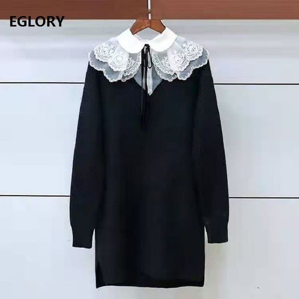 dresses knitted spring autumn style women white lace embroidery patchwork long sleeve casual black sweater, Black;gray
dresses knitted spring autumn style women white lace embroidery patchwork long sleeve casual black sweater, Black;gray
