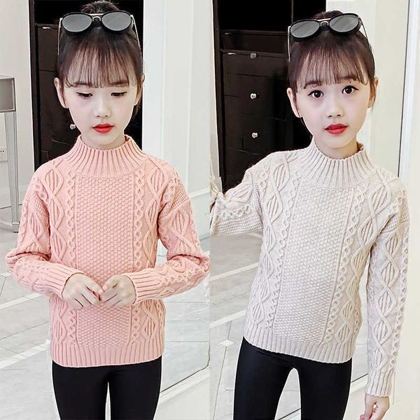 girls sweater baby's coat outwear 2021 slim plus velvet thicken warm winter autumn knitting scoop jacket children's clothing y1024, Blue