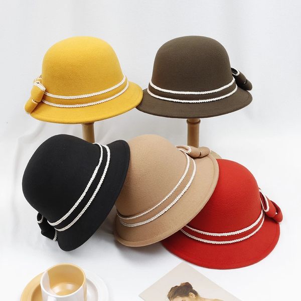 women autumn winter fedoras hat lady elegant vintage bowknot wool bucket hat dome felt wedding church jazz cap bowler, Blue;gray
women autumn winter fedoras hat lady elegant vintage bowknot wool bucket hat dome felt wedding church jazz cap bowler, Blue;gray
