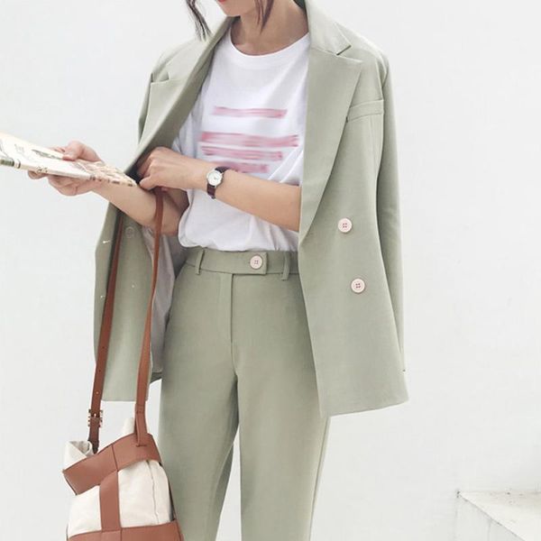 women pant suit vintage light green casual office lady notched blazer & wear suits female formal woman women's two piece pants, White
women pant suit vintage light green casual office lady notched blazer & wear suits female formal woman women's two piece pants, White