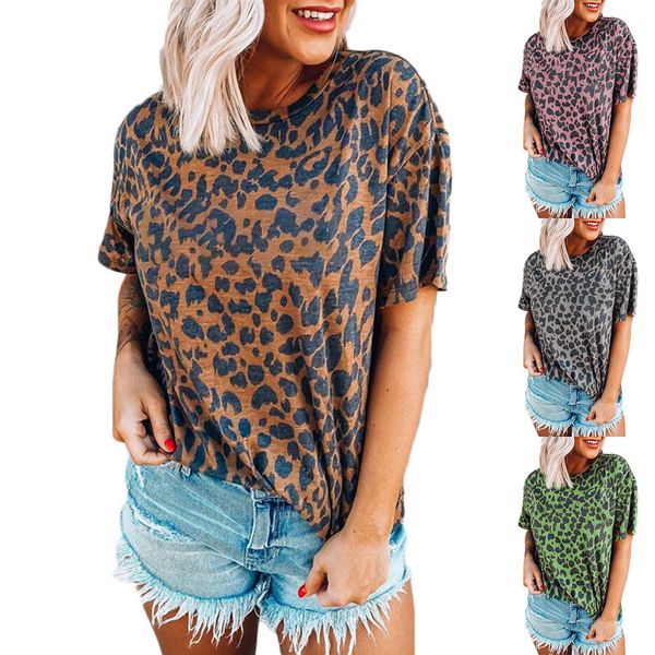 women's t-shirt tees leopard print round neck casual drop shoulder short sleeve, White
women's t-shirt tees leopard print round neck casual drop shoulder short sleeve, White
