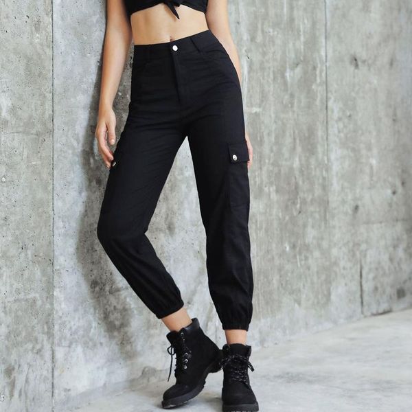 women's pants & capris high waist trousers for women 2021 autumn fashion black versatile tooling multi-pocket casual femal, Black;white
women's pants & capris high waist trousers for women 2021 autumn fashion black versatile tooling multi-pocket casual femal, Black;white