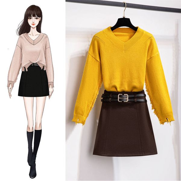 two piece dress winter ichoix mesh with cleavage in v tassel women's sweater let loose thick wool bottom shirt black skirt brown two-pi, White
two piece dress winter ichoix mesh with cleavage in v tassel women's sweater let loose thick wool bottom shirt black skirt brown two-pi, White
