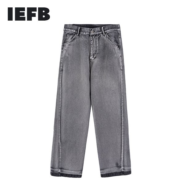 iefb trendy washed jeans men's streetwear trend loose straight denim trousers casual wide leg pants vintage grey 9y7472 210524, Blue
iefb trendy washed jeans men's streetwear trend loose straight denim trousers casual wide leg pants vintage grey 9y7472 210524, Blue