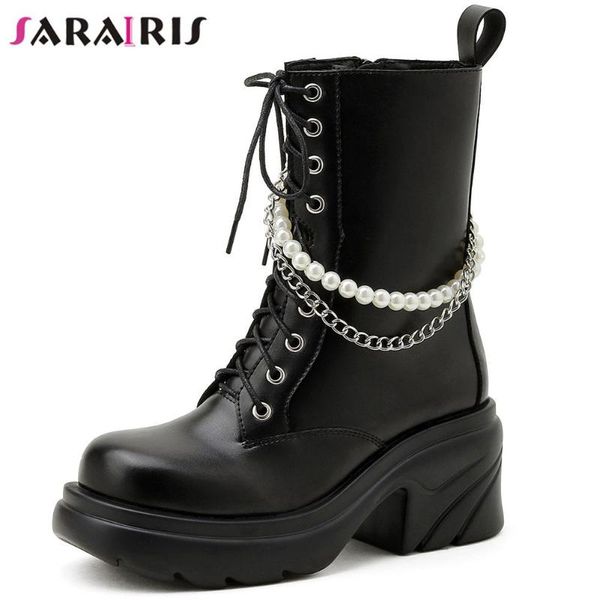 boots sarairis brand arrivals black zipper lace up pearl chain chunky heel platform women's designer winter comfy shoes
boots sarairis brand arrivals black zipper lace up pearl chain chunky heel platform women's designer winter comfy shoes