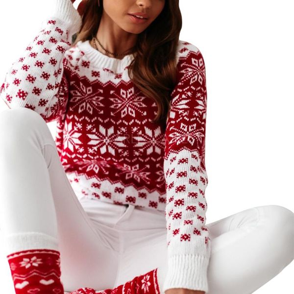 women's sweaters christmas pullover classic knitted snowflake printed sweater round neck long sleeve sweatersfestive clothing, White;black
women's sweaters christmas pullover classic knitted snowflake printed sweater round neck long sleeve sweatersfestive clothing, White;black