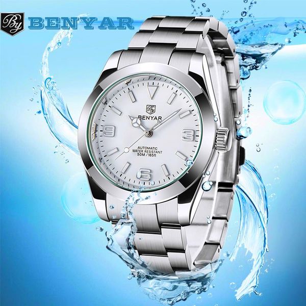 wristwatches 2021 benyar sport men mechanical stainless steel automatic watches brand waterproof watch for relogio, Slivery;brown 
wristwatches 2021 benyar sport men mechanical stainless steel automatic watches brand waterproof watch for relogio, Slivery;brown