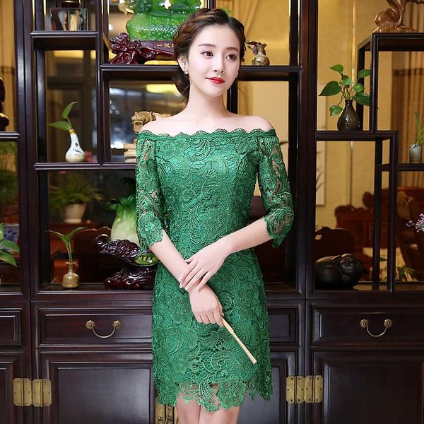 ethnic clothing women off shoulder lace chinese cheongsam short slim lady oriental traditional dress wedding party qipao dresses 90, Red
ethnic clothing women off shoulder lace chinese cheongsam short slim lady oriental traditional dress wedding party qipao dresses 90, Red