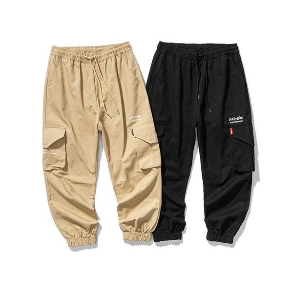 men's pants 2021 arrivals fashion brand male korean thin style big pocket stitching casual sports loose cotton khaki recommend, Black
men's pants 2021 arrivals fashion brand male korean thin style big pocket stitching casual sports loose cotton khaki recommend, Black
