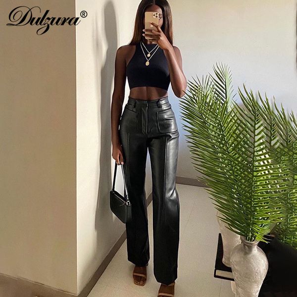 dulzura patchwork pu faux leather wide leg pants high waist pocket streetwear office lady 2021 autumn winter club trousers, Black;white
dulzura patchwork pu faux leather wide leg pants high waist pocket streetwear office lady 2021 autumn winter club trousers, Black;white
