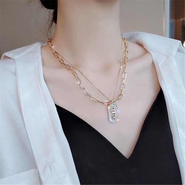 pendant necklaces hip hop clavicle chain net red tide necklace double thick letter ladies short, Silver
pendant necklaces hip hop clavicle chain net red tide necklace double thick letter ladies short, Silver