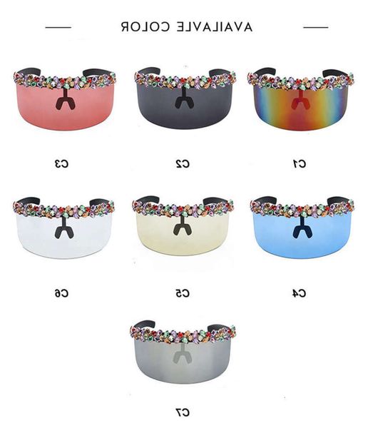 highend accessories daisyer bling shad diamond mirror oversized big shield face mask digner women luxury sun glass sunglass, Black