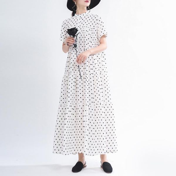 party dresses 2021 vonda women summer dress vintage polka dot printed ruffle casual loose shirt femme bohemian robe, White;black
party dresses 2021 vonda women summer dress vintage polka dot printed ruffle casual loose shirt femme bohemian robe, White;black