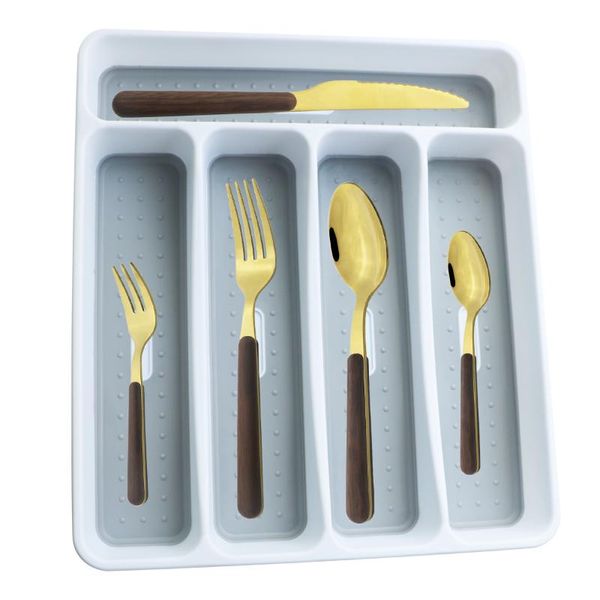 dinnerware sets knives forks spoon silverware set with plastic storage tray 30pcs cutlery wooden handle stainless steel tableware
dinnerware sets knives forks spoon silverware set with plastic storage tray 30pcs cutlery wooden handle stainless steel tableware