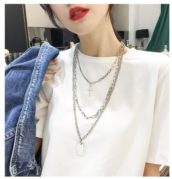 pendant necklaces personality cross square metal multilayer hip hop long chain cool simple charm necklace for women men jewelry gifts, Silver
pendant necklaces personality cross square metal multilayer hip hop long chain cool simple charm necklace for women men jewelry gifts, Silver