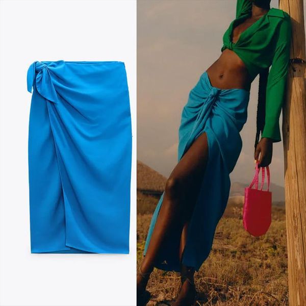 za blue wrap midi summer womens skirt vintage high waist sarong fashion side knotted slit woman mujer, Black
za blue wrap midi summer womens skirt vintage high waist sarong fashion side knotted slit woman mujer, Black