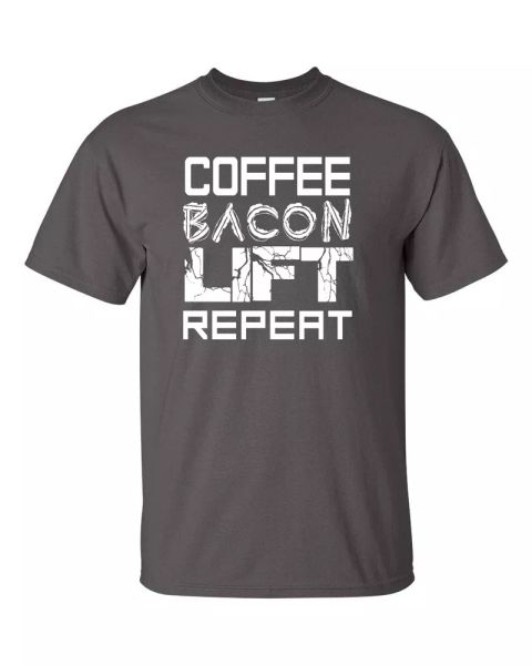 coffee bacon lift repeat workout training weight lifting men's tee shirt 940, White;black
coffee bacon lift repeat workout training weight lifting men's tee shirt 940, White;black