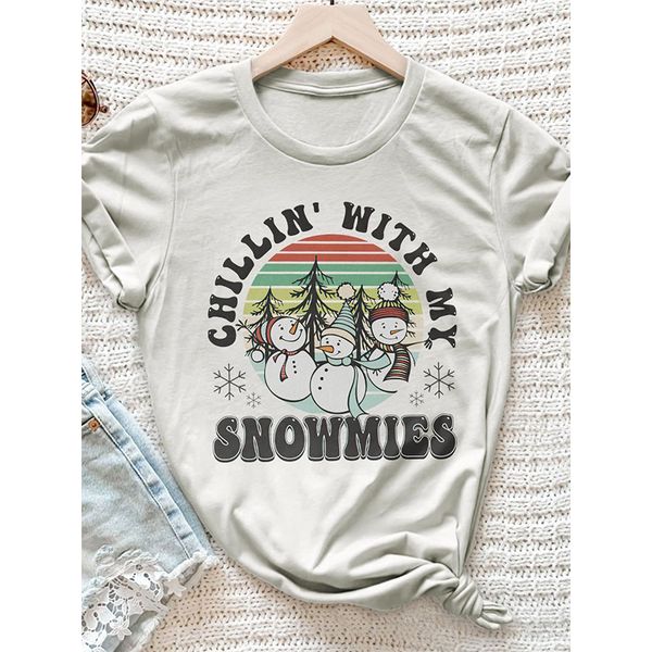 ladies t-shirt harajuku summer christmas snowman printed pattern street casual round neck short sleeve comfort, White
ladies t-shirt harajuku summer christmas snowman printed pattern street casual round neck short sleeve comfort, White