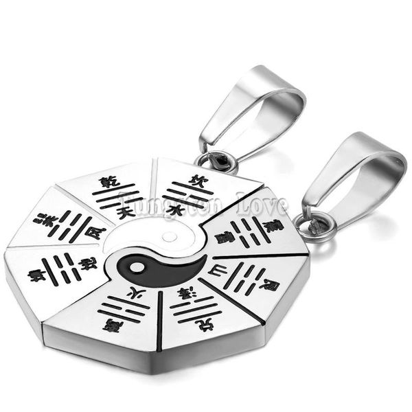 pendant necklaces matching yin yang bagua eight trigrams stainless steel lucky charm for couples jewelry 2 pieces, Silver
pendant necklaces matching yin yang bagua eight trigrams stainless steel lucky charm for couples jewelry 2 pieces, Silver