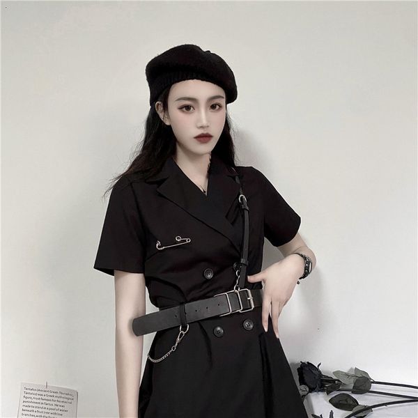 casual dresses women summer fashion turn down collar short sleeve double breasted with belt suit style vintage empire waist overall chic dre, Black;gray
casual dresses women summer fashion turn down collar short sleeve double breasted with belt suit style vintage empire waist overall chic dre, Black;gray