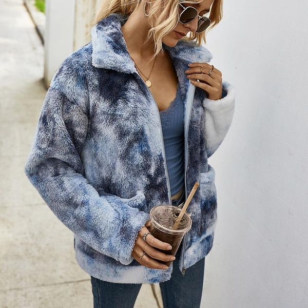 women autumn lapel coat plush jacket winter zipper turn down collar ladies tie dye with pocket female clothing women's jackets, Black;brown
women autumn lapel coat plush jacket winter zipper turn down collar ladies tie dye with pocket female clothing women's jackets, Black;brown