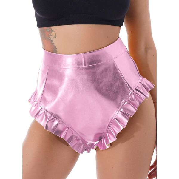 women's shorts women high waist booty chic ruffle trim cross pants gothic streetwear metallic shiny latex club rave pole dance wear, White;black
women's shorts women high waist booty chic ruffle trim cross pants gothic streetwear metallic shiny latex club rave pole dance wear, White;black