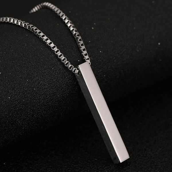 pendant necklaces engraved on all sides square bars can be name necklace female/male lover gift, Silver
pendant necklaces engraved on all sides square bars can be name necklace female/male lover gift, Silver