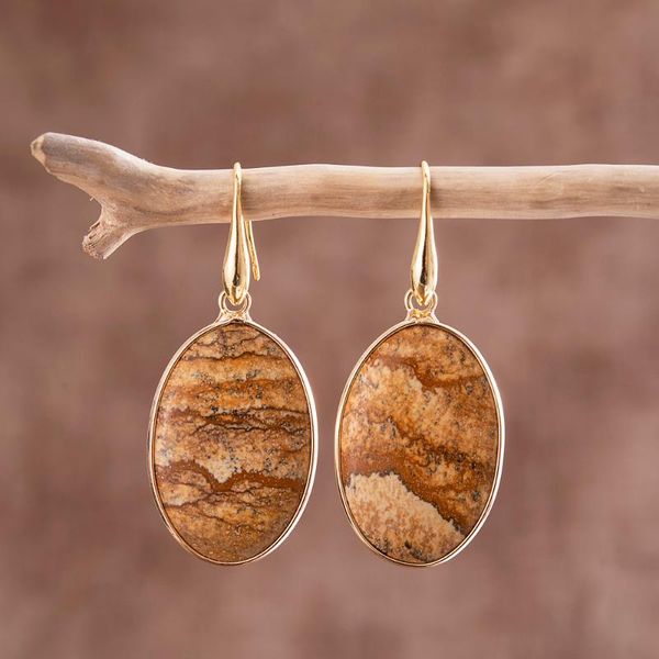 brown natural stones oval shape hook earrings dangle & chandelier, Silver
brown natural stones oval shape hook earrings dangle & chandelier, Silver