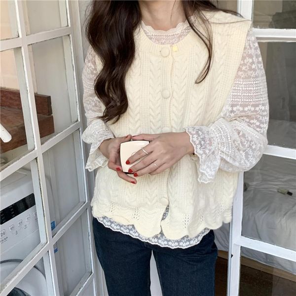 two piece set outfits womens pants long sleeve lace bottom shirt blouses and knitted tank sweater vest cardigans ladies mid, White
two piece set outfits womens pants long sleeve lace bottom shirt blouses and knitted tank sweater vest cardigans ladies mid, White