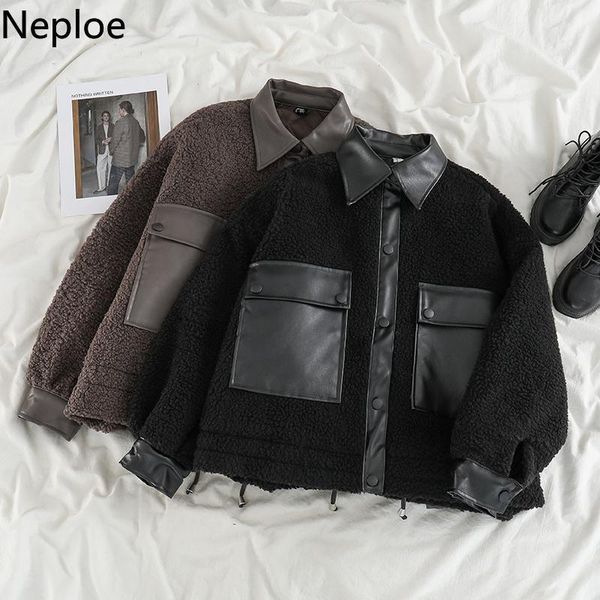 women's jackets neploe imitation lambs wool pu jacket women patchwork pocket japanese vintage warm coat streetwear chic short outwear, Black;brown
women's jackets neploe imitation lambs wool pu jacket women patchwork pocket japanese vintage warm coat streetwear chic short outwear, Black;brown