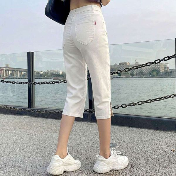 point women's summer thin large high waist slim fashion nine bottomed shorts, Blue 
point women's summer thin large high waist slim fashion nine bottomed shorts, Blue